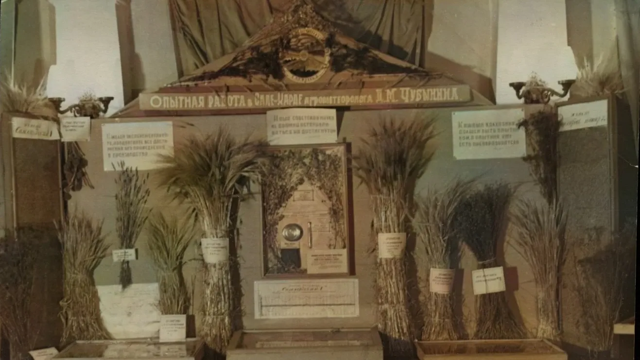 Часть стенда Чубынина на городской сельскохозяйственной выставке. Фото: предоставлено Государственным архивом ЯНАО