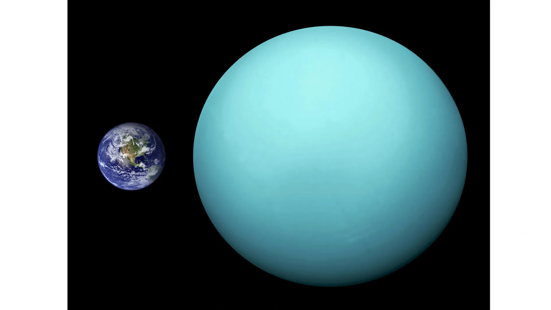 Сопоставление реальных размеров Земли и Урана. Источник: wikipedia.org