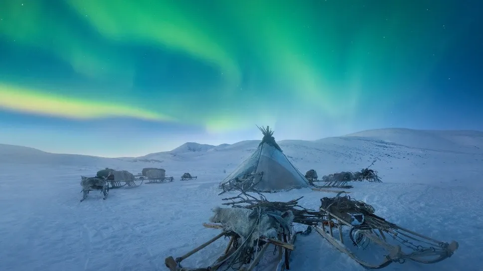 Северное сияние. Волшебный вечер на Ямале в последний день путешествия. Фото: Даниил Коржонов