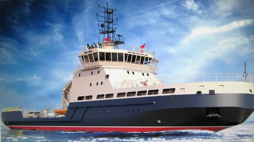 Проектное изображение дизель-электрического ледокола «Евпатий Коловрат». Фото: Министерство обороны РФ