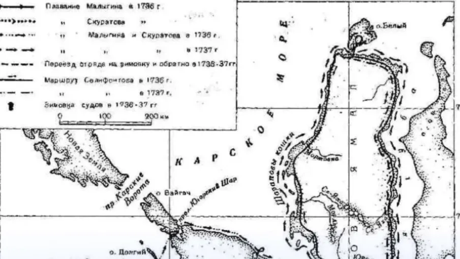 Предполагаемое место зимовки отряда Малыгина и Скуратова отмечено на карте. Фото: архив Жанны Косых