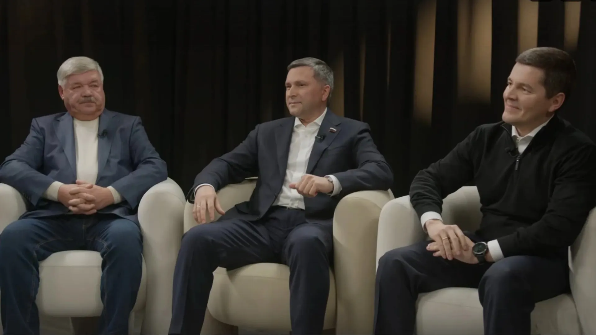 Интервью Д. Артюхова, Д. Кобылкина и Ю. Неёлова. Фото: скриншот видеоанонса «Ямал-Медиа»