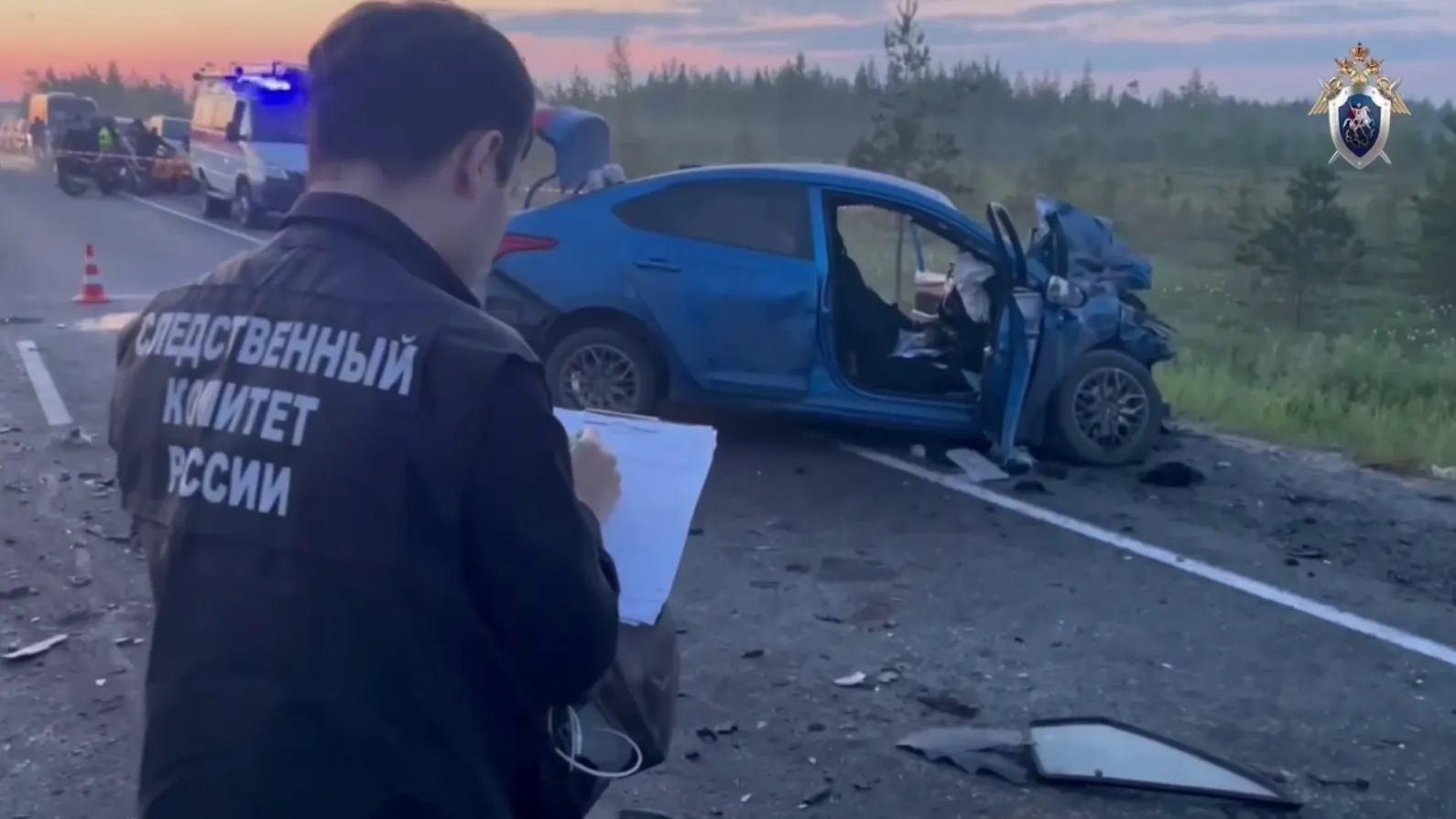 В смертельном ДТП на ямальской трассе погибли пятеро. Фото: скриншот оперативного видео СУ СКР по ЯНАО