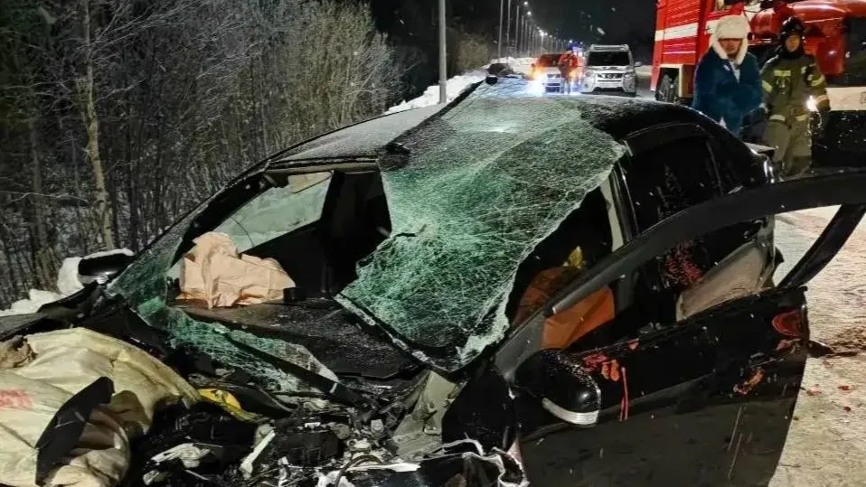 Серьезное ДТП с пятью пострадавшими произошло у Губкинского в ночь на 12 декабря. Фото: пресс-служба ГУ МЧС по ЯНАО