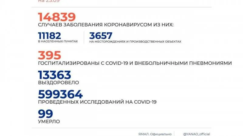 Новые случаи COVID-19 выявлены в 10 муниципалитетах Ямала