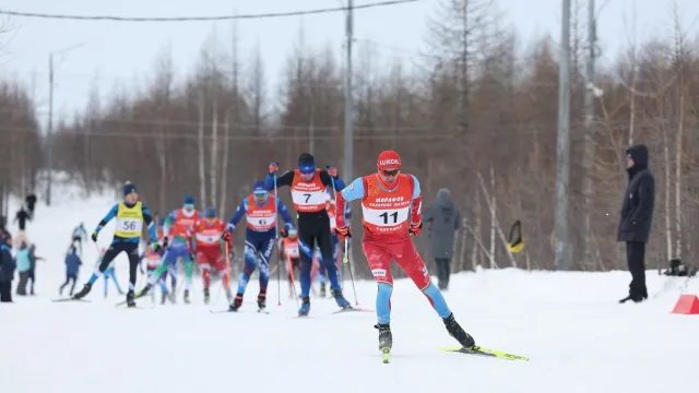 В лыжном марафоне «Полярная лыжня» соревновались 187 спортсменов из разных регионов. Фото: Андрей Ткачёв / «Ямал-Медиа»