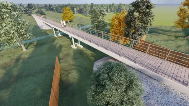 Пешеходный мост в Аксарке станет любимым местом для прогулок. Фото: предоставлено пресс-службой губернатора ЯНАО