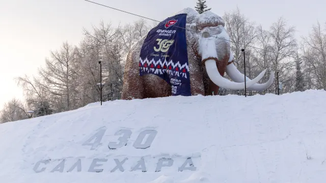 Мамонт Митя в форме ВК «Факел Ямал». Фото: Никита Погодин / «Ямал-Медиа»
