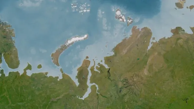 Карское море на спутниковом снимке. Фото: zelvan/Shutterstock/Fotodom