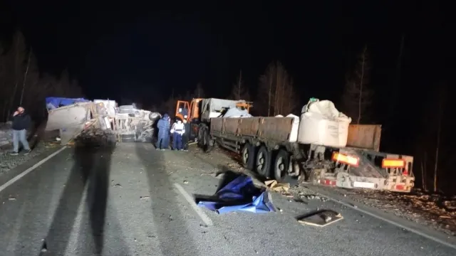 Массовое ДТП на трассе в ЯНАО. Фото: ЕДДС г. Новый Уренгой